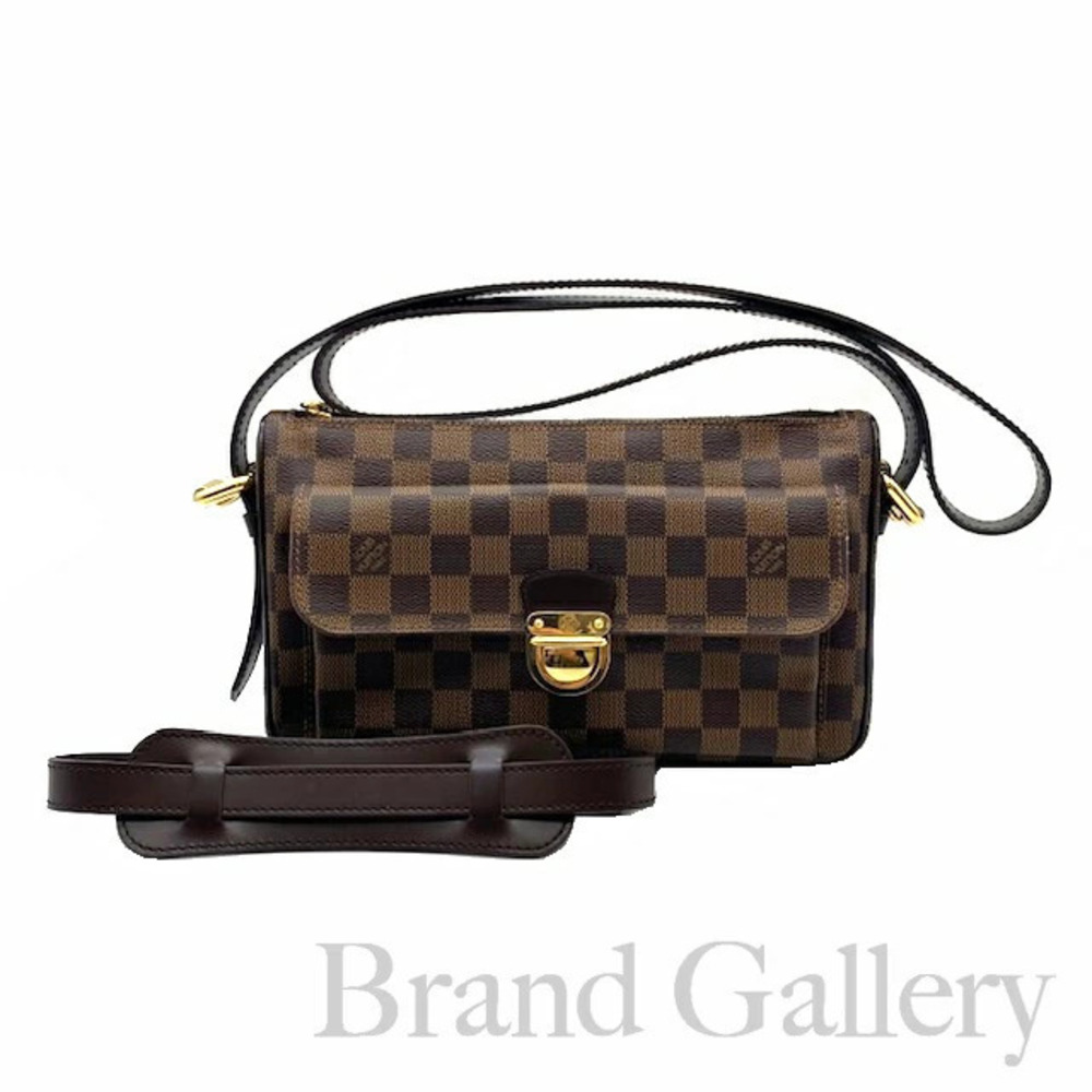 Louis Vuitton Ravello Damier Shoulder Bag Canvas Leather Black Brown